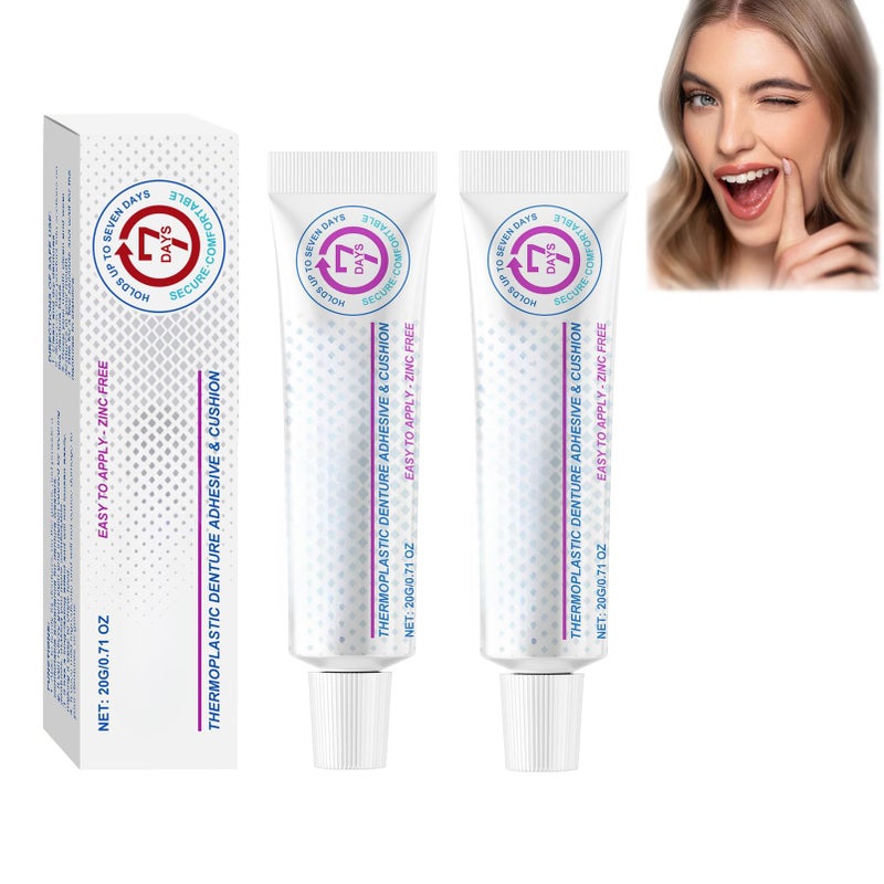 Thermoplastic Denture Adhesive Cream,Comfortable Non-Glue Long Holding Reliner,Secure Denture Adhesive,Thermoplastic Denture Cream for Refitting and Tightening,Improves Fit, Comfort and Stability